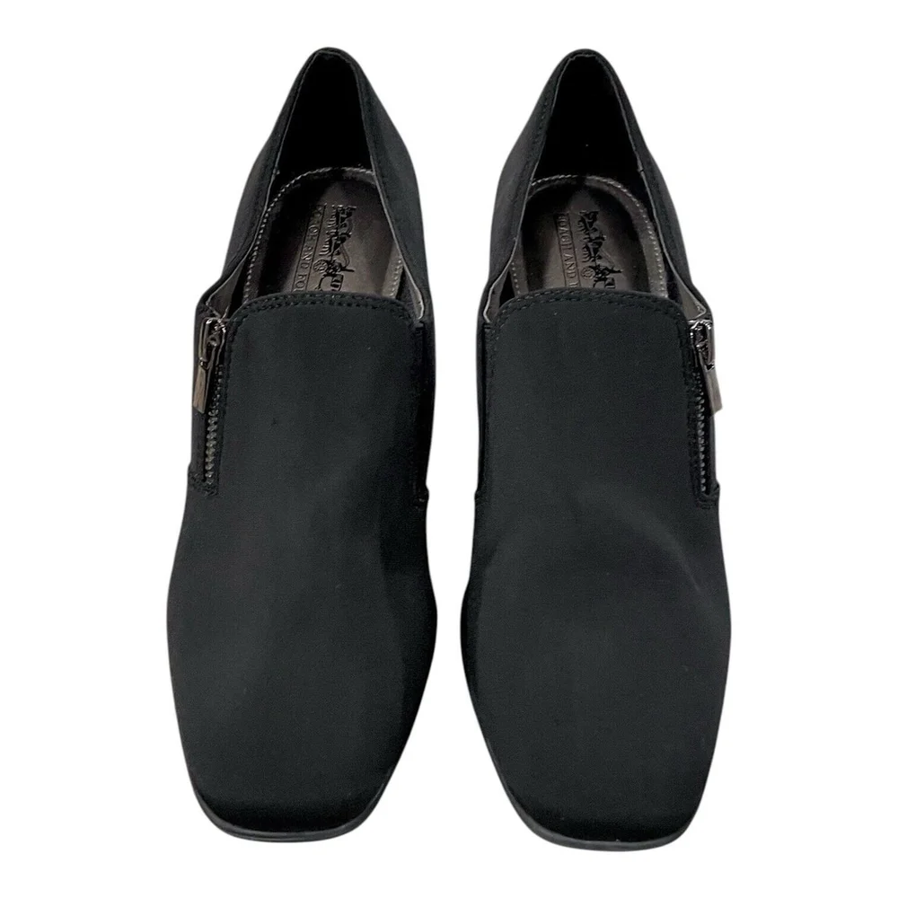 Coach And Four Women 7.5 Shoes Heels Booties Slip On Zipper Detail Comfort Black